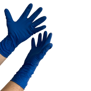 Extended Cuff Powder Free Latex Gloves Swell and Solvent Resistant on Two Hands